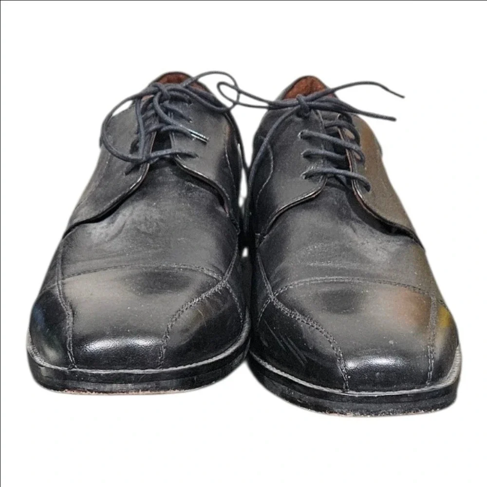 Johnston & Murphy Dobson Mens Black Leather Cap Toe Derby Dress Shoes Size 12 M